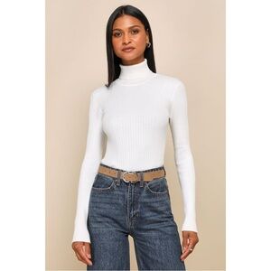 NWOT Lulus white ivory ribbed long sleeve turtleneck shirt top women’s size XS
